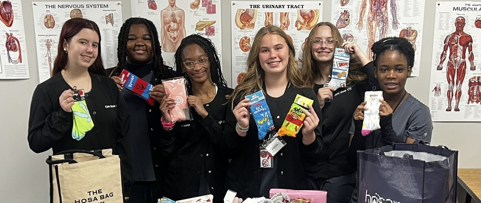 HOSA students with socks