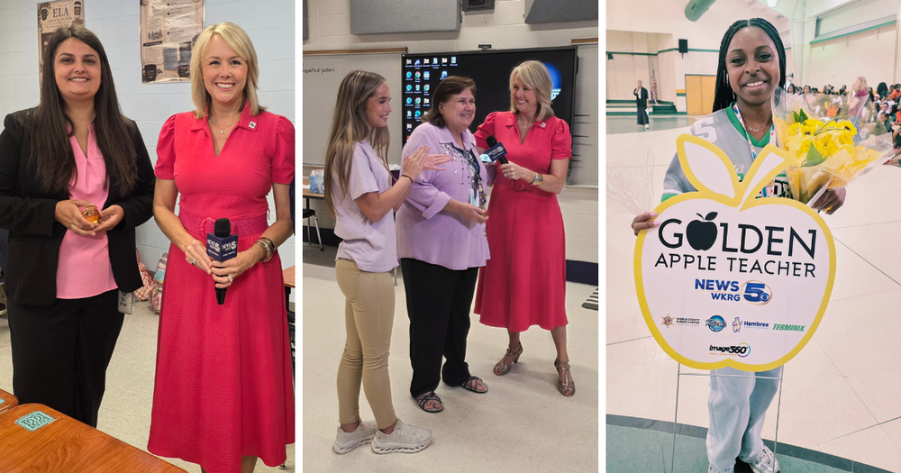 Photo collage of the three teachers receiving their Golden Apple Awards