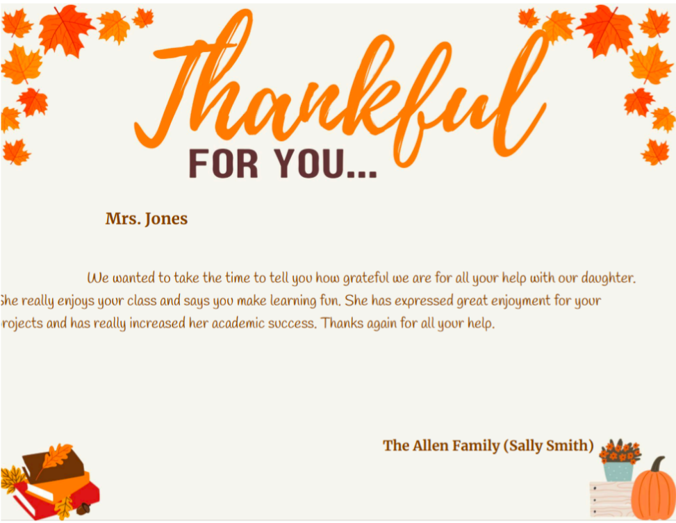 Sample Thankful Certificate for Teachers