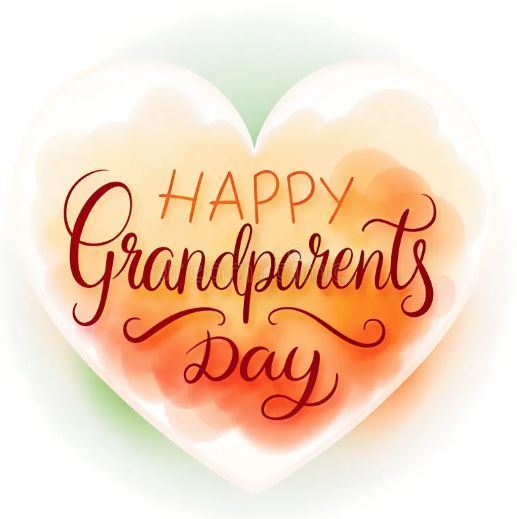 Happy Grandparents Day heart red and cream colored