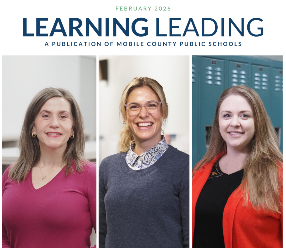 The masthead of Learning Leading magazine, with photos of three teachers