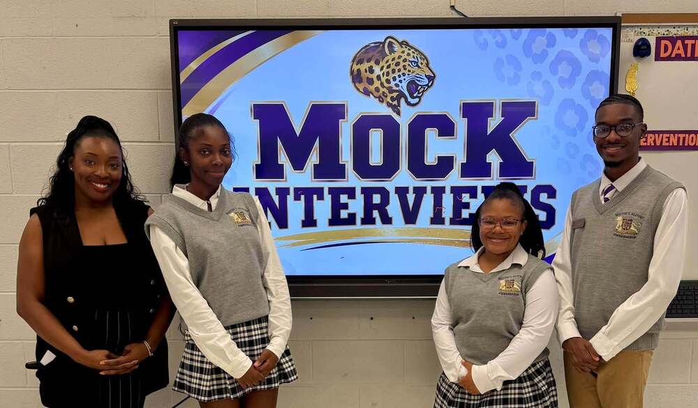 Counselor and three students at Blount High