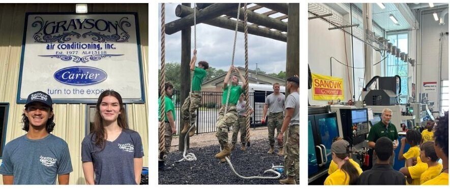 High school students in summer internships; JROTC camp; and manufacturing field trip