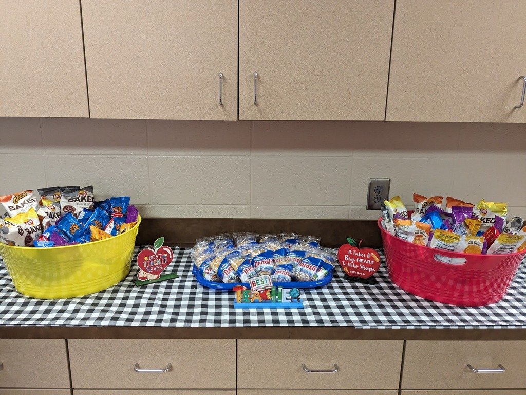 Teacher and Staff Appreciation Week decorations and snacks