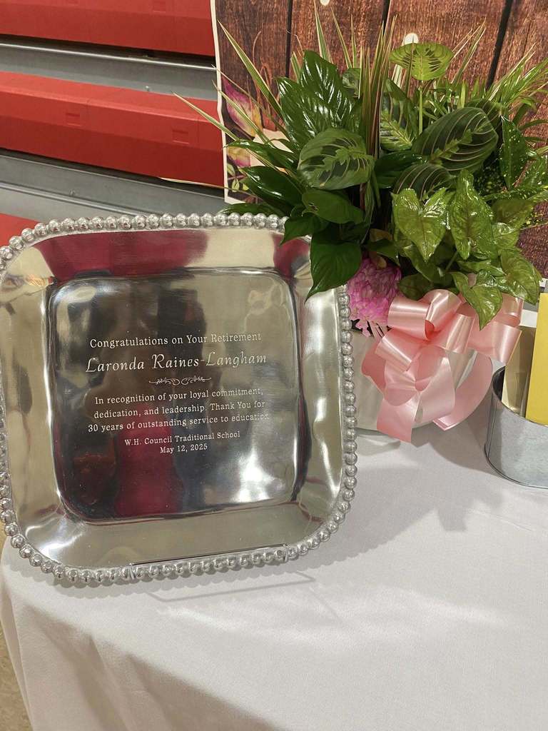 Laronda Raines-Langham (30 years) retirement placque