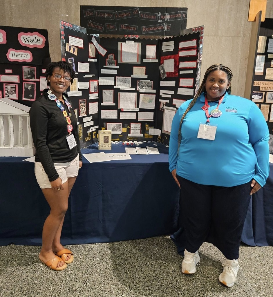 Two Murphy High students and their National History Day exhibit