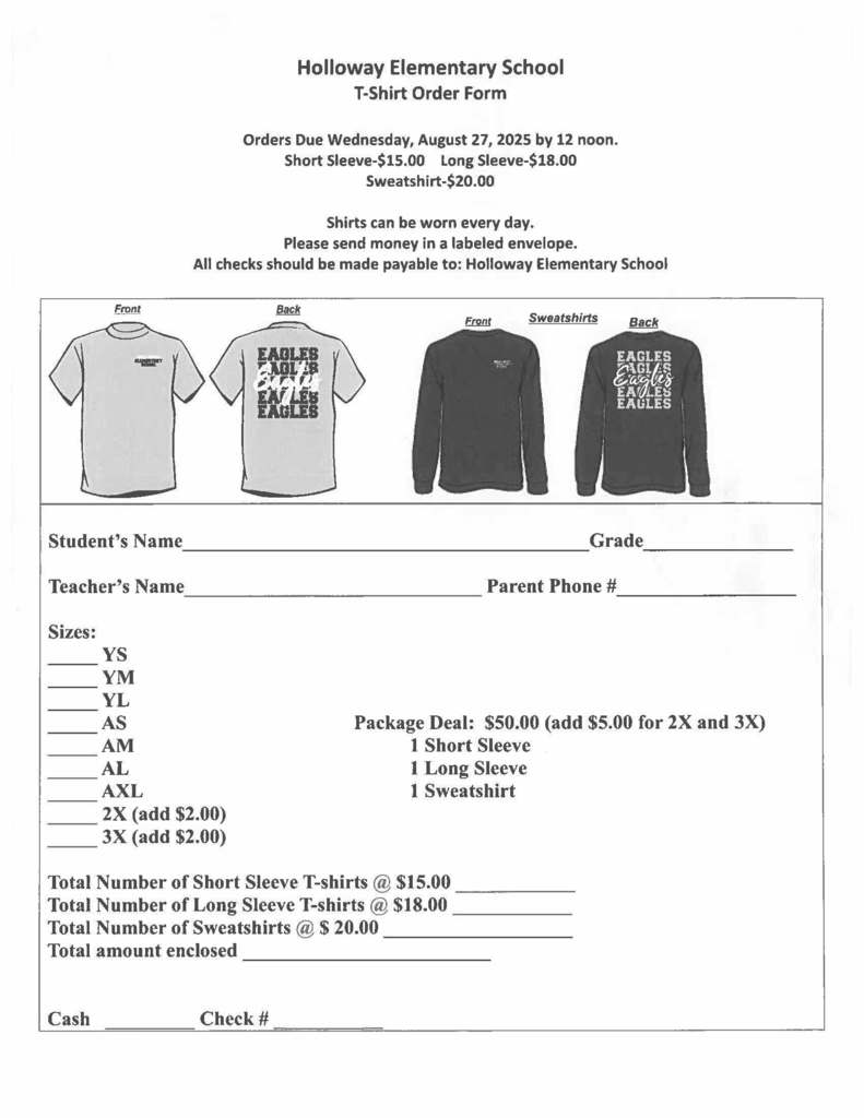 School shirt order form