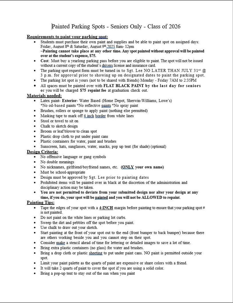 Senior Parking Spot Guidelines 