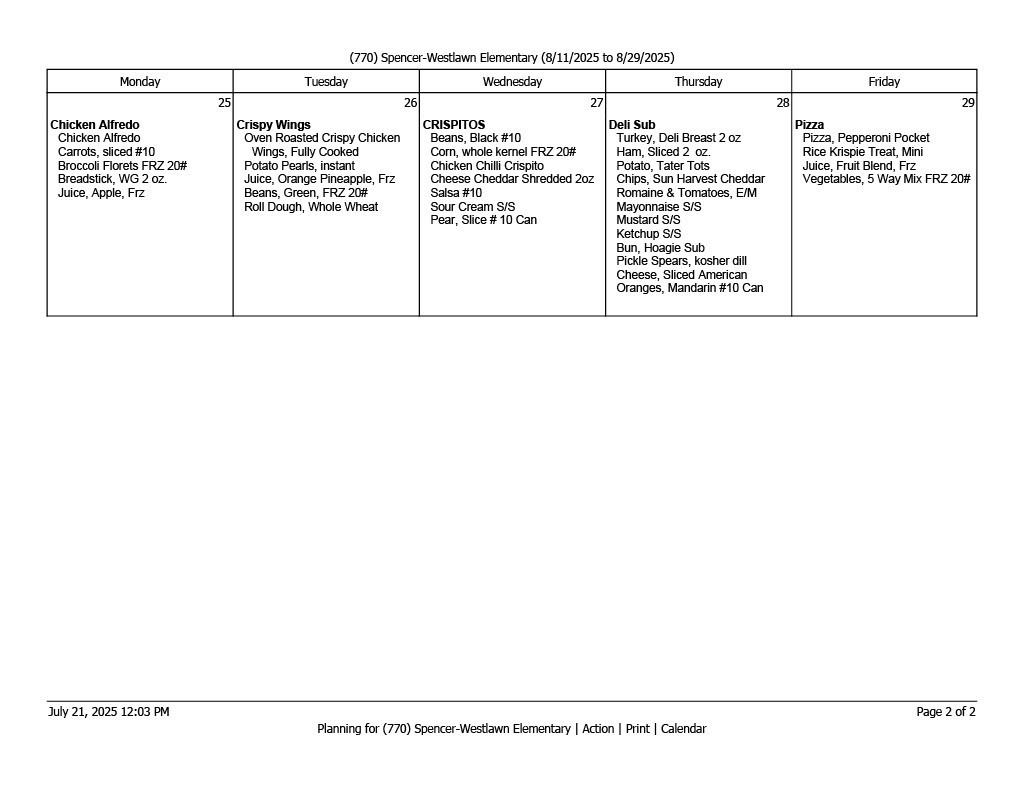 Lunch Menu
