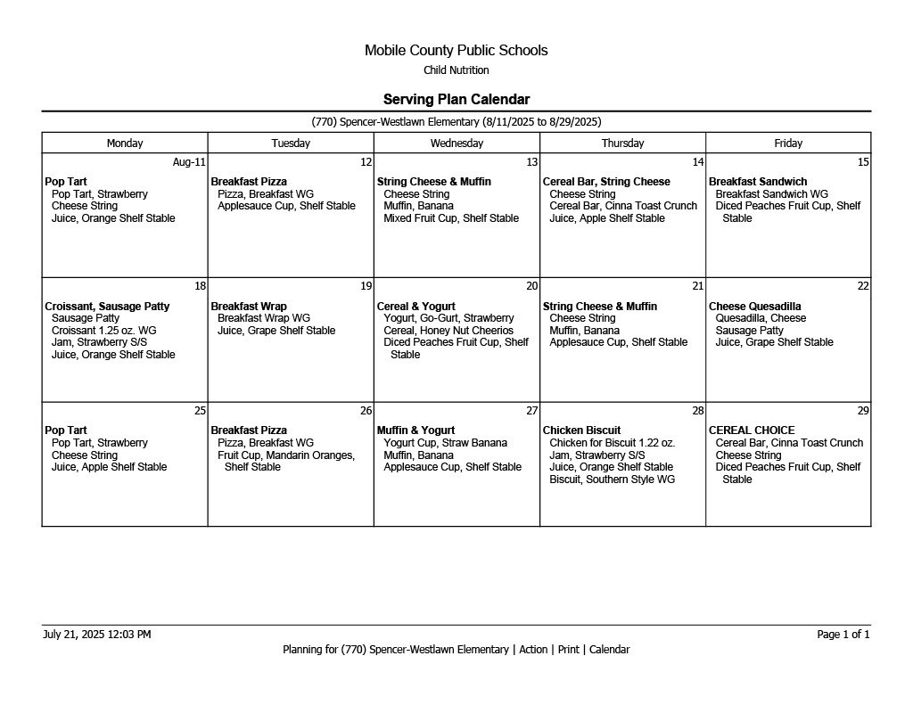 Breakfast Menu