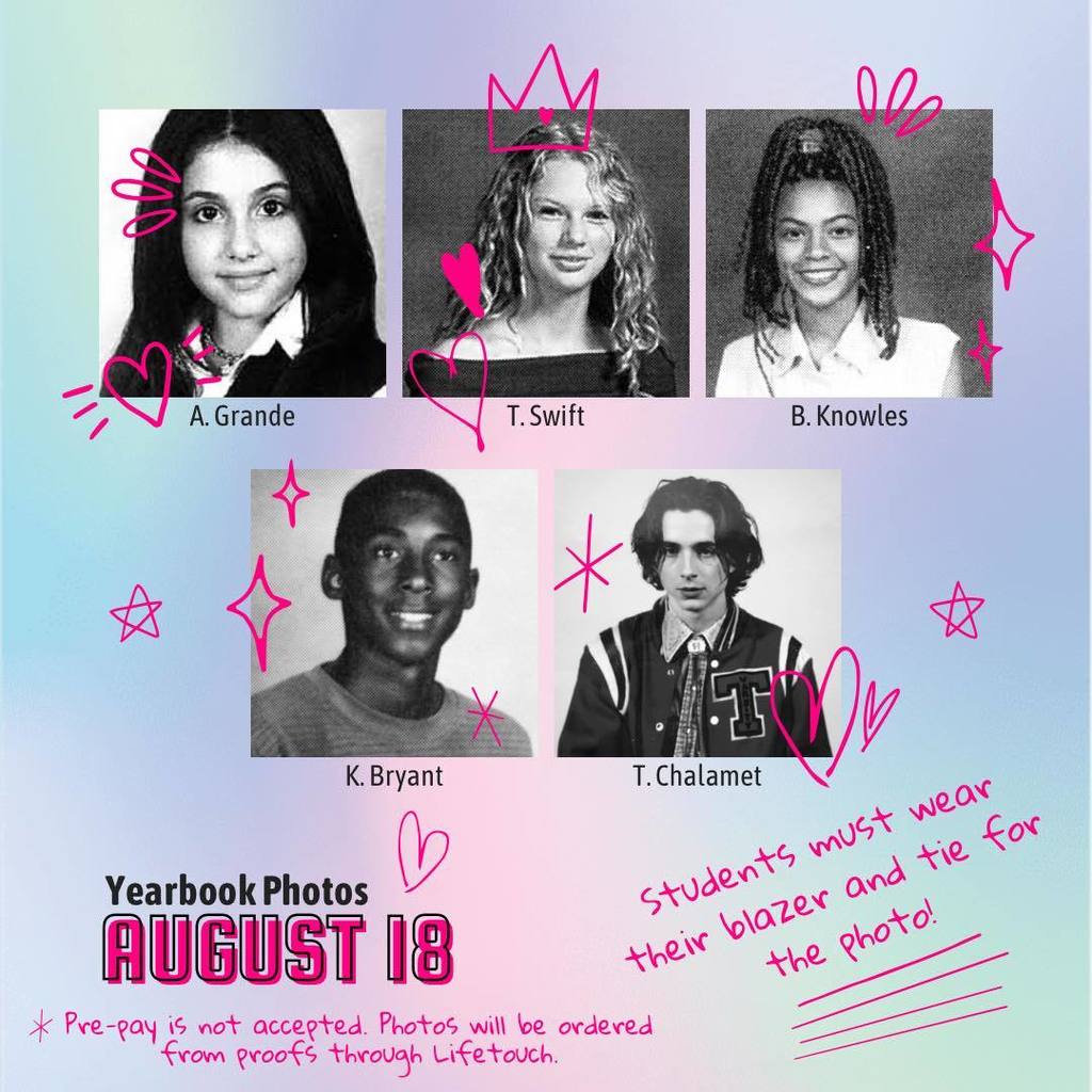 Announcement of yearbook photos on August 18- information in post