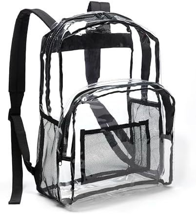 Clear bookbag is displayed