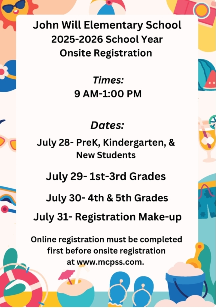 Back to School 2025-2026 Registration Dates and Times