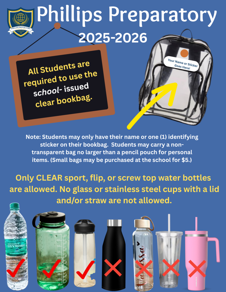 Clear book bag and water bottle policy