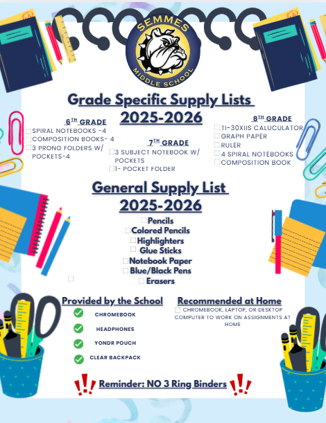 Supply lists for 2005-2026 s.chool year