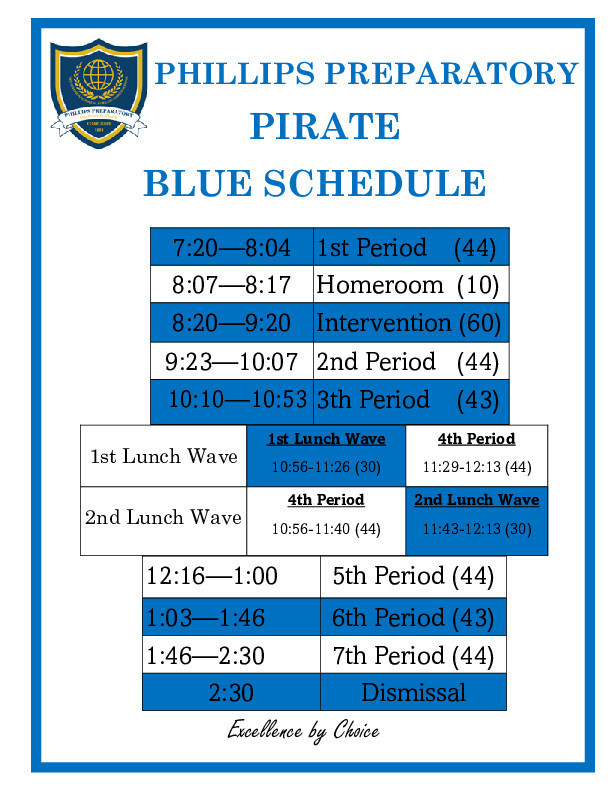 Pirate Blue Schedule