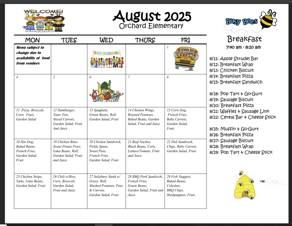 August Menu