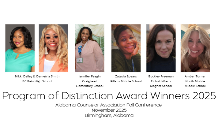 Photos of the six counselors who have been named Program of Distinction Award winners for 2025