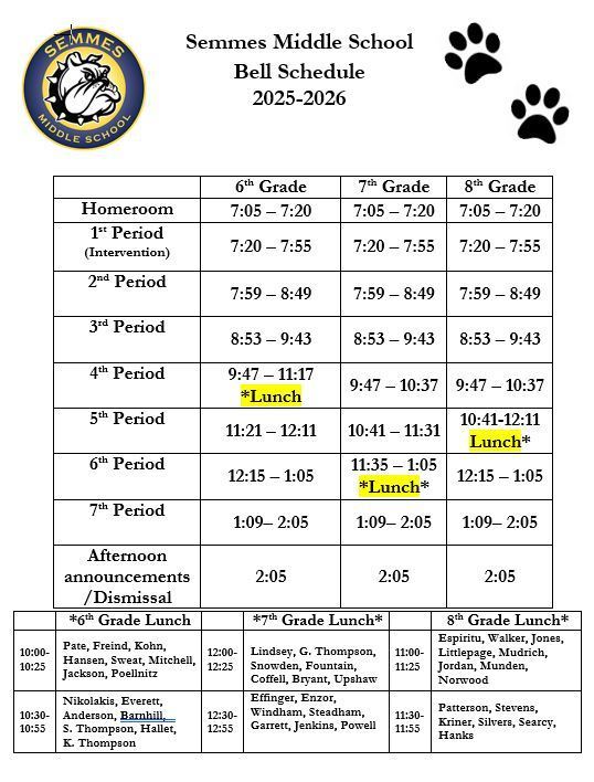 Bell Schedule 