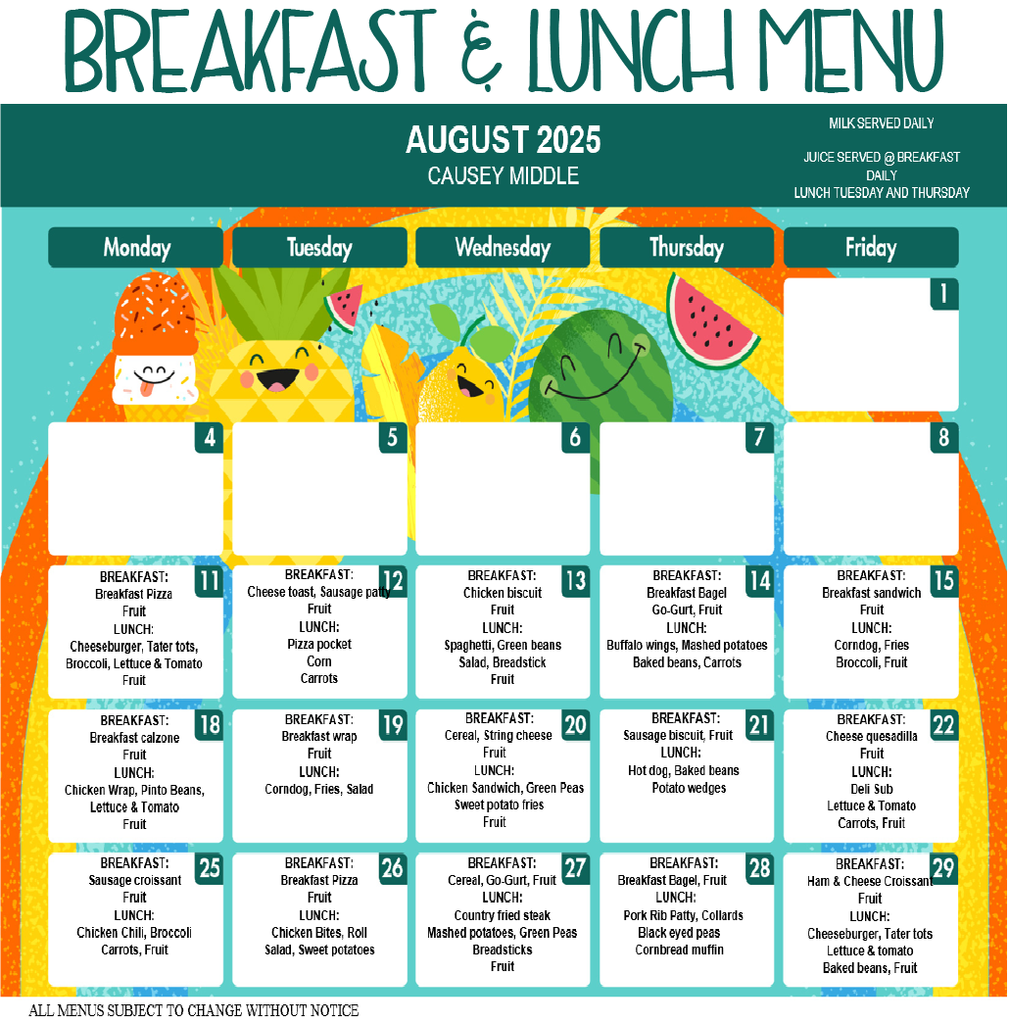 August Menu