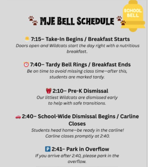 MJE Bell Schedule