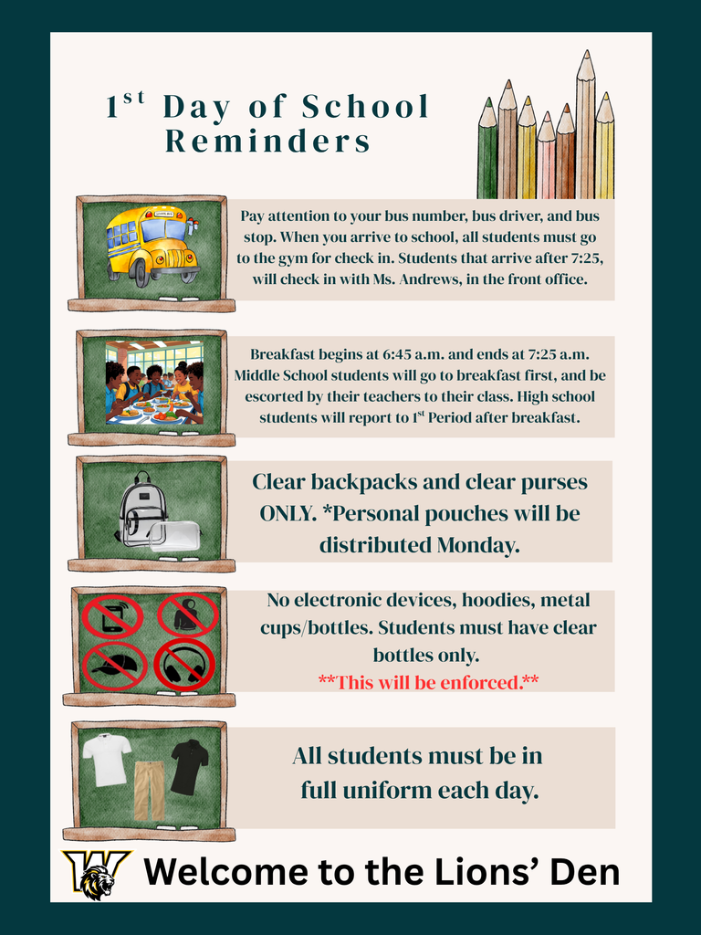 First day of school reminders