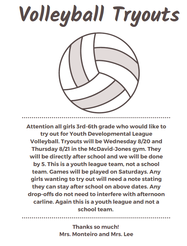 Youth Development League Volleyball Tryouts