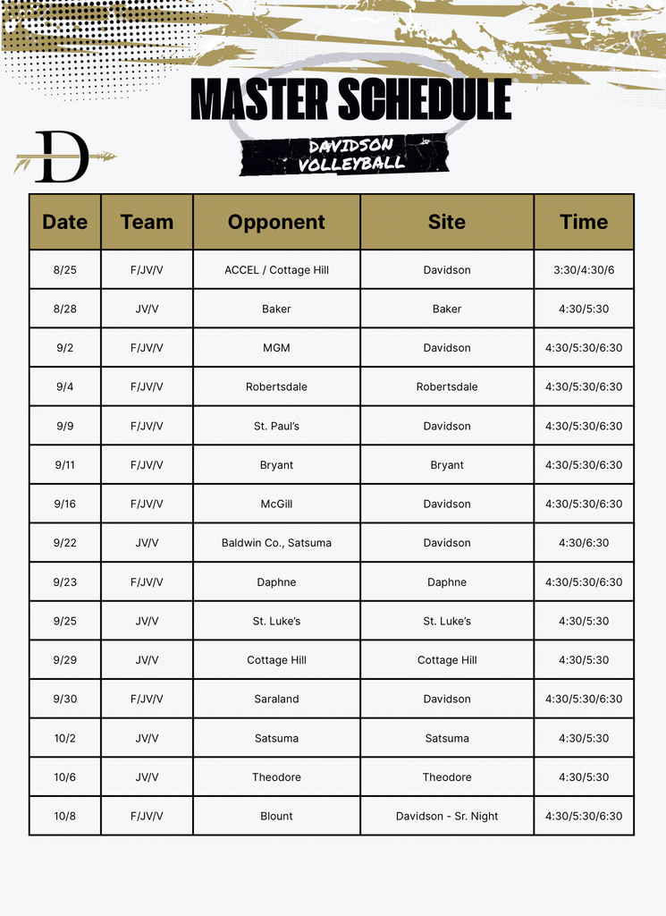 volleyball schedule