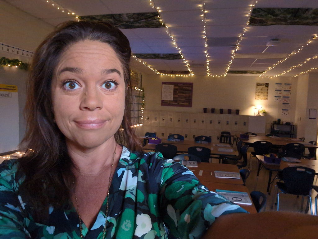 Woman in a classroom selfie