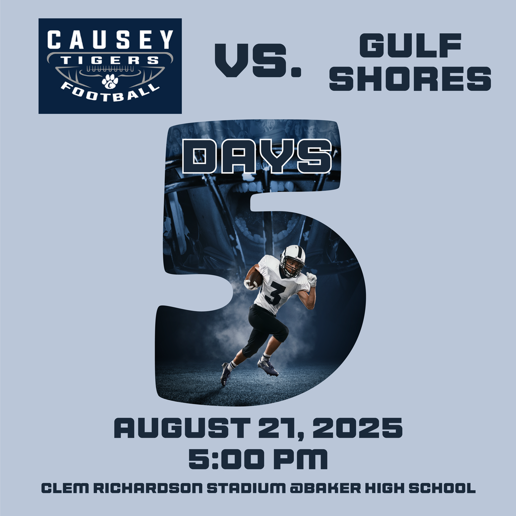 Countdown graphic of for upcoming football game 5 days