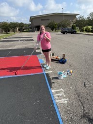 All ready to give this parking spot the senior personal touch!