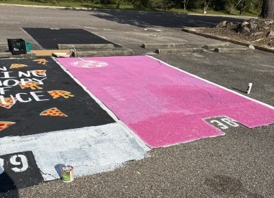 Making progress on painting senior parking spots!