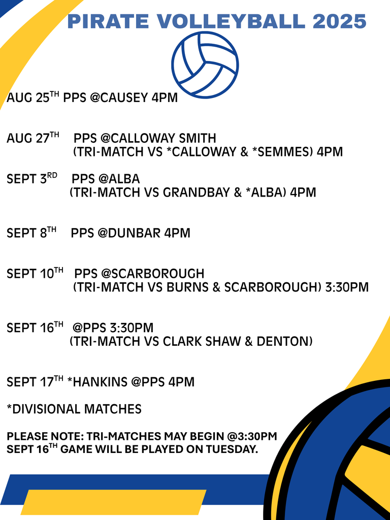 2025 PPS Volleyball Schedule