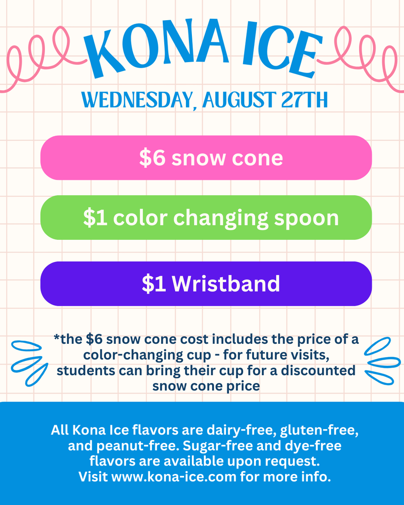 kona ice menu- all text described in the body of the message