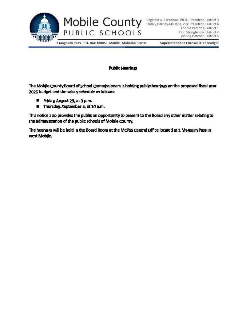 Public Hearings