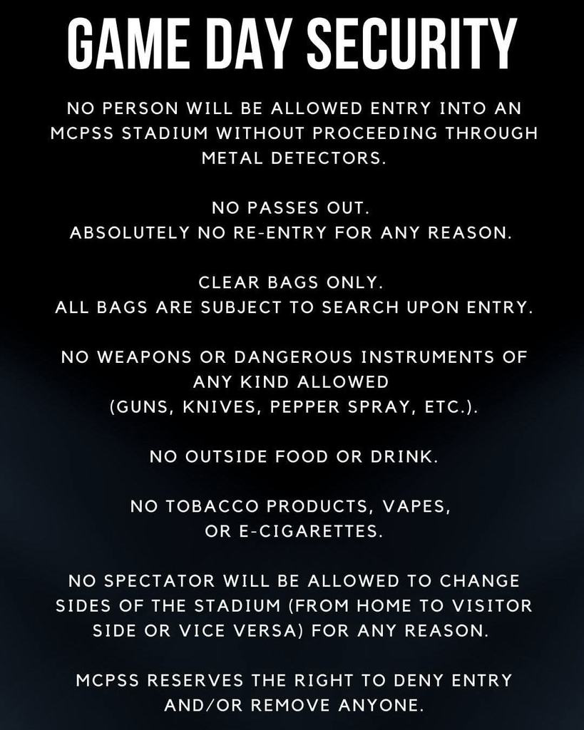 Game Day Security Rules and Reminders