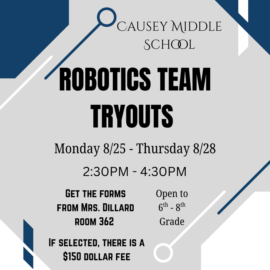 Graphic with information about Robotics team tryouts