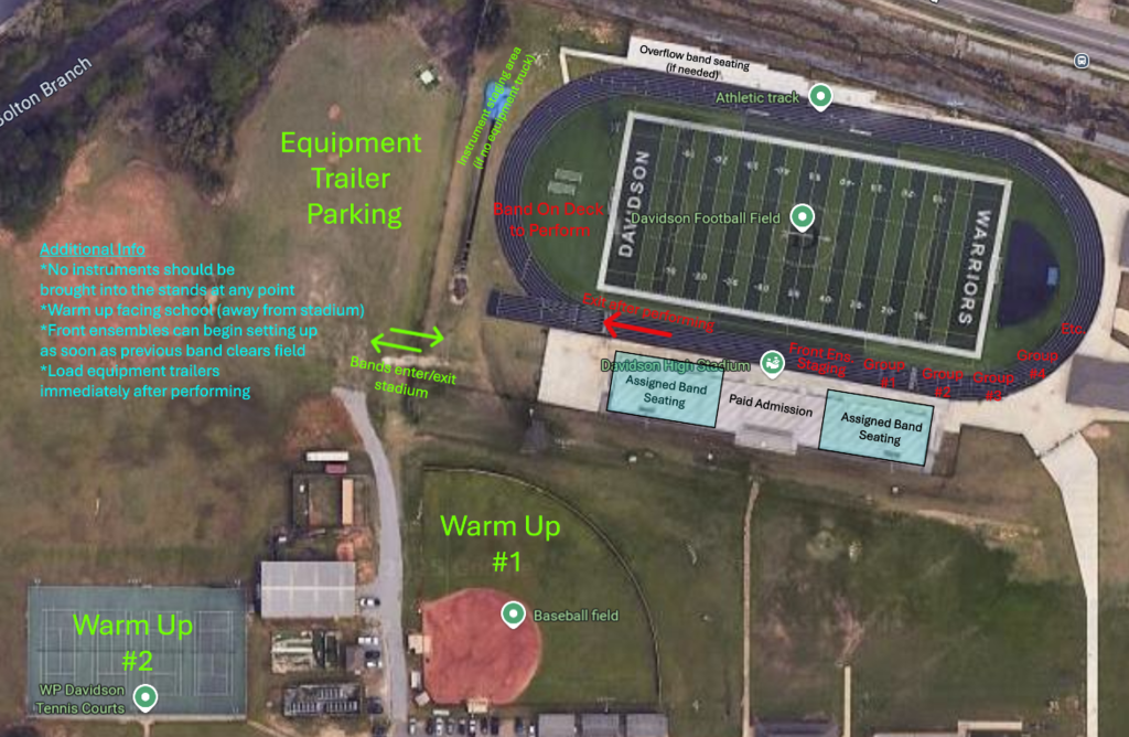 Battle of the Bands Warm Up and Staging Map