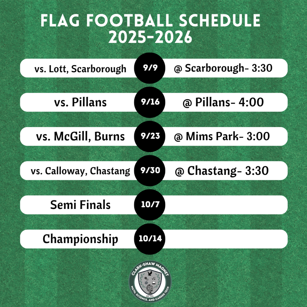 Flag Football Schedule- information is listed in post