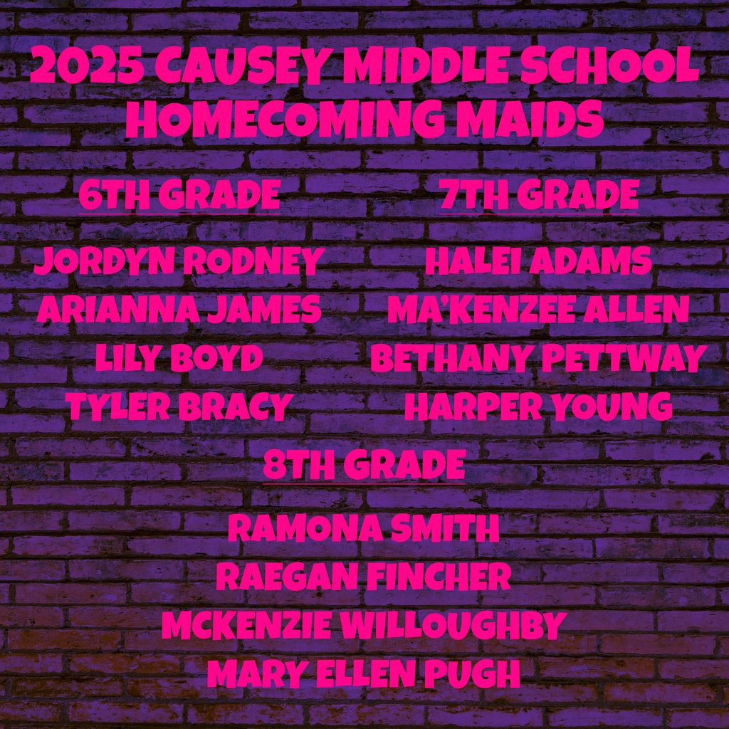 Graphic with brick wall and names for homecoming maids listed