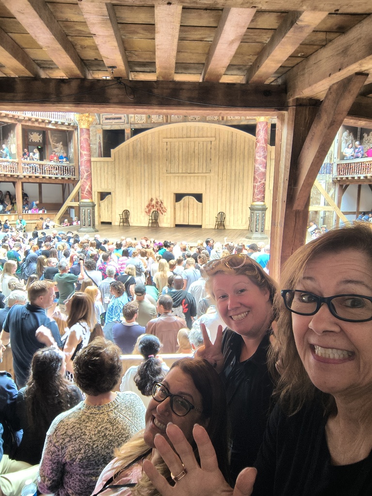 Ms. Poorman inside the globe