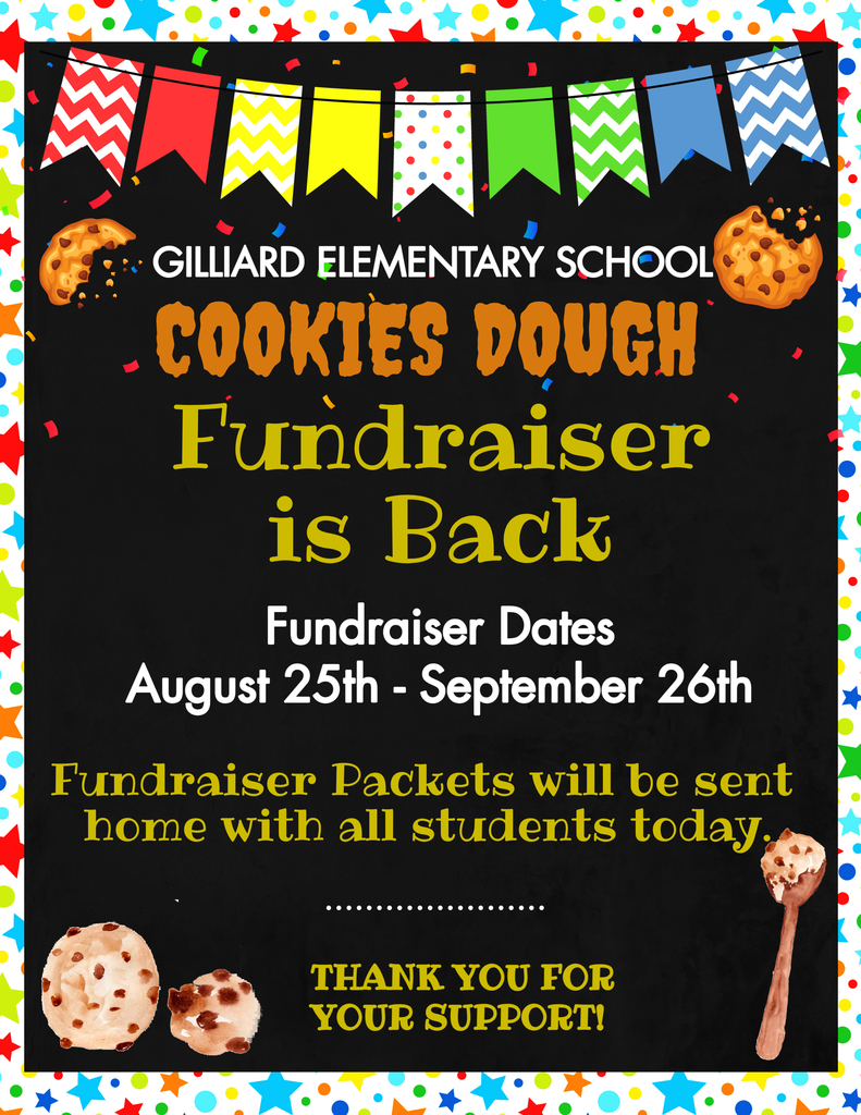Cookie Dough Fundraiser from August 25- September 26th
