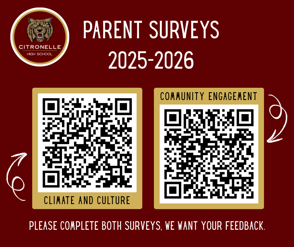 Parent survey links. Please complete both surveys. We want your feedback.