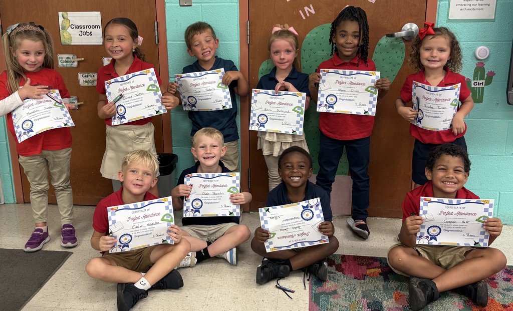 Mrs. Rivers' August Perfect Attendance Students