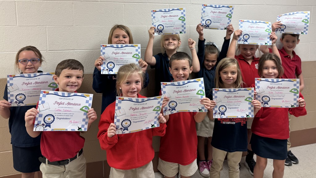 Mrs. Owen's  August Perfect Attendance Students