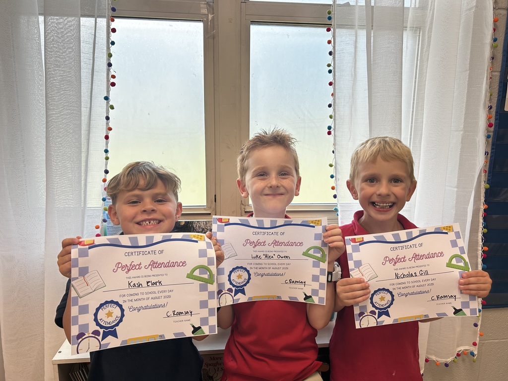 Ms. Ramsay's August Perfect Attendance Students