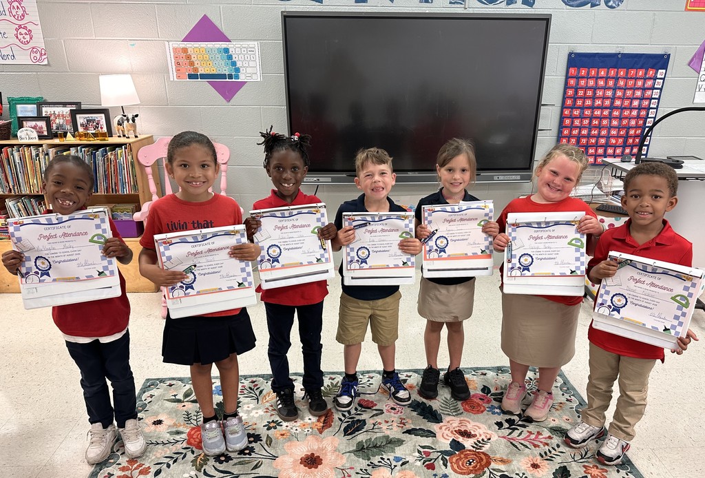 Ms. Thornton's August Perfect Attendance Students