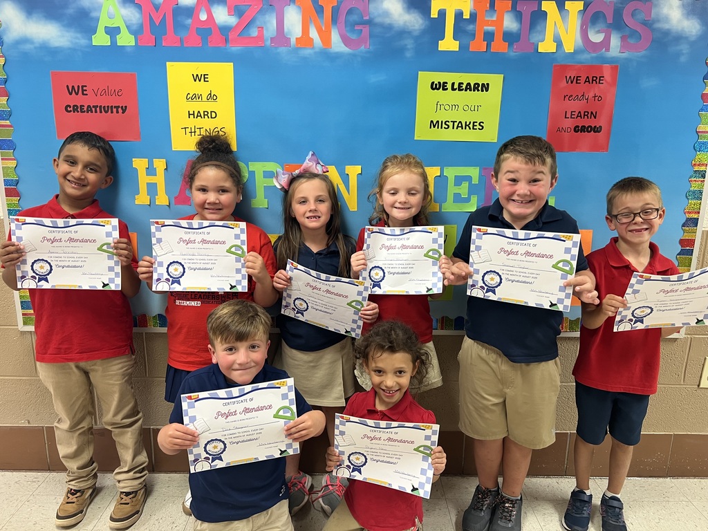 Mrs. Newberry's August Perfect Attendance Students