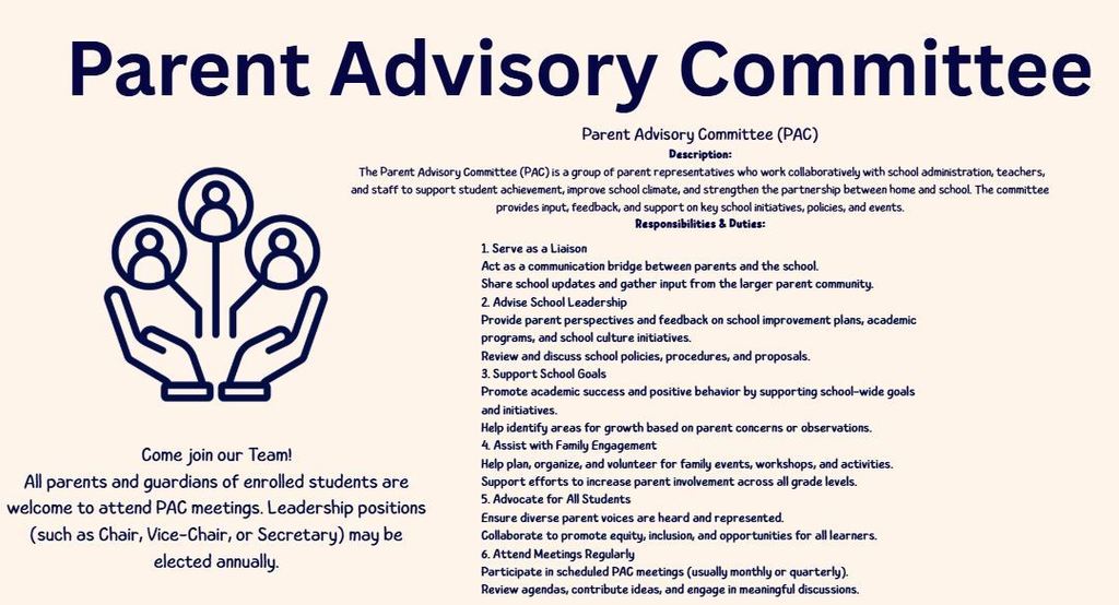 Parent Advisory Committee Duties and Responsibilities. Can be found in the School handbook.