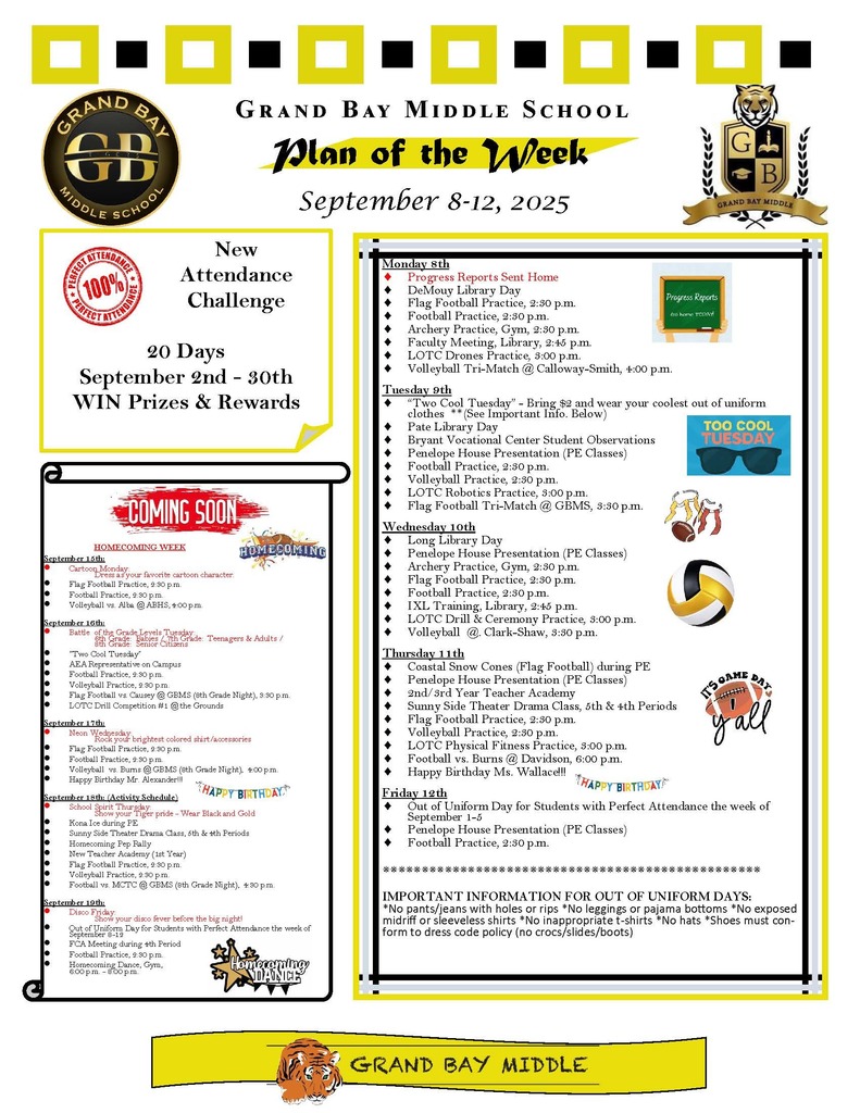 Plan of the Week 9/8-9/12
